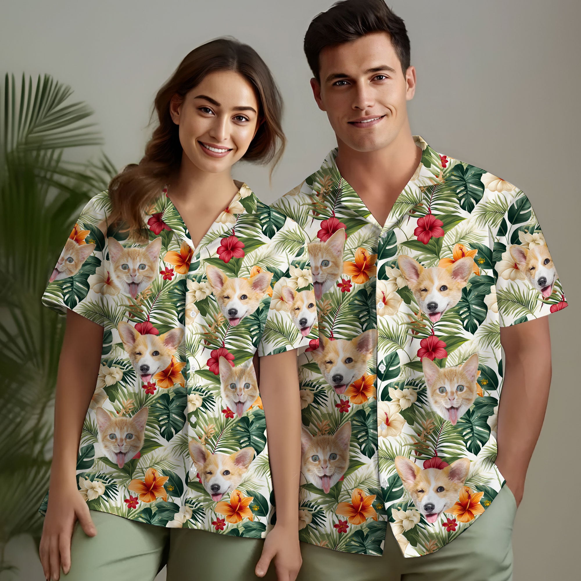 Custom Pet Face Hawaiian Shirt, Funny Gift for Dad, Husband, or Boyfriend