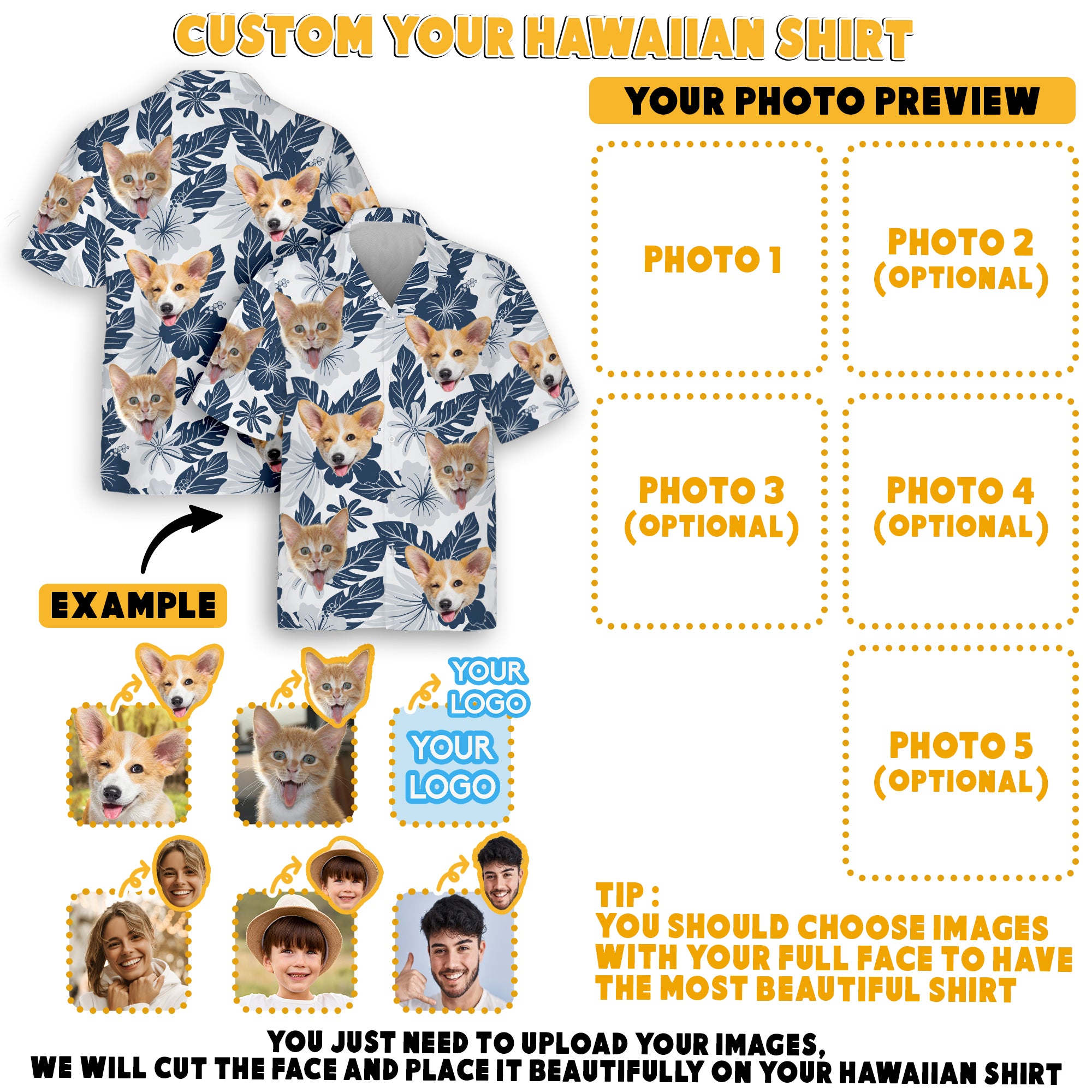 Custom Hawaiian Shirt with Pet Photo, Unique Gift for Mom or Wife