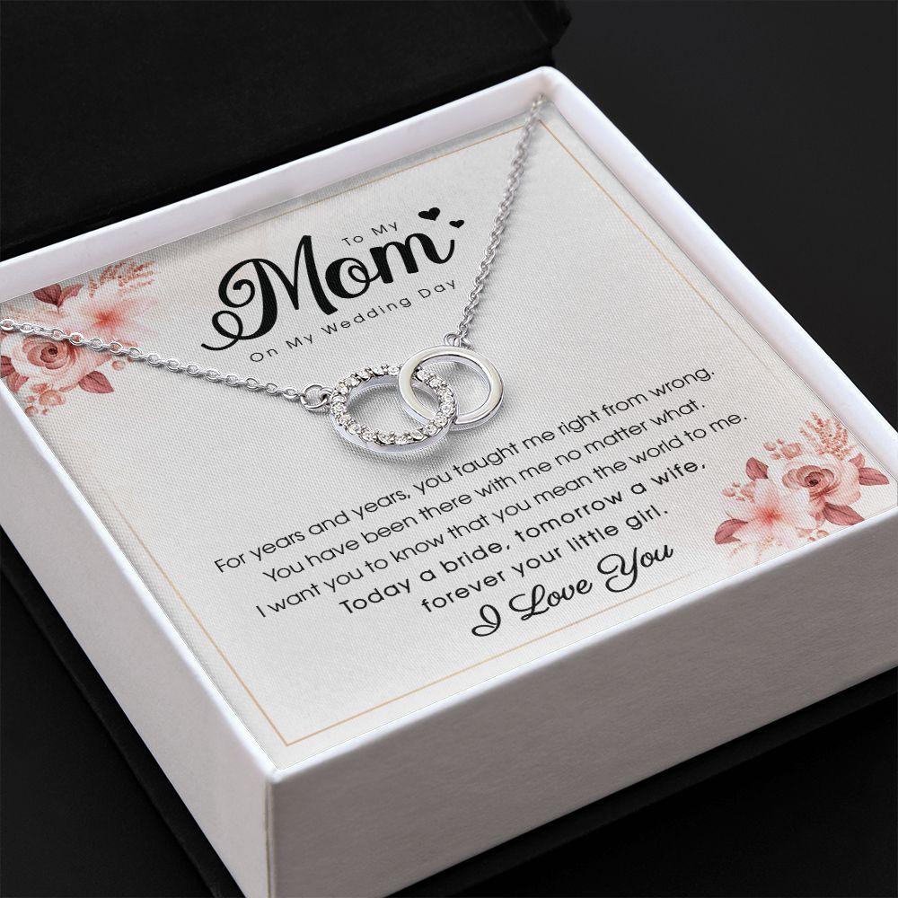 To My Mom on My Wedding Day Perfect Pair Necklace