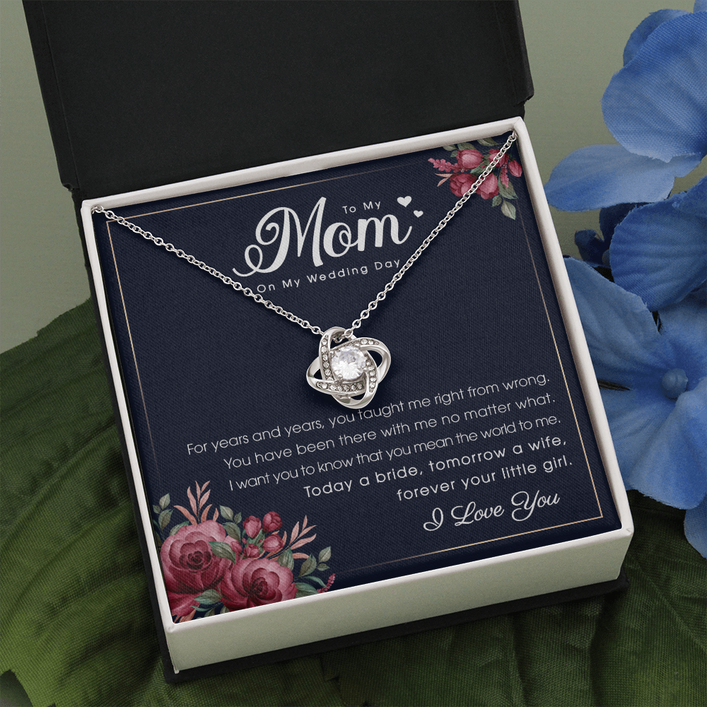A Special Gift For Your Mom On Wedding Day- Love Knot Necklace - FREE SHIPPING